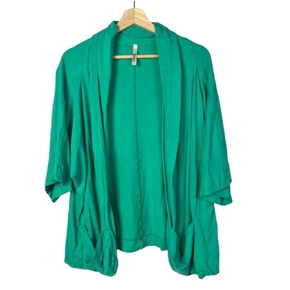 Boutique Fluxus Green Open‎ Front Cardigan Sweater M
